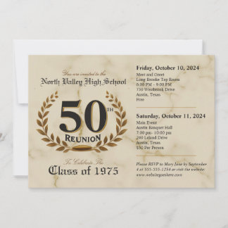 Fancy 50th High School Reunion - Two-Day Event Invitation