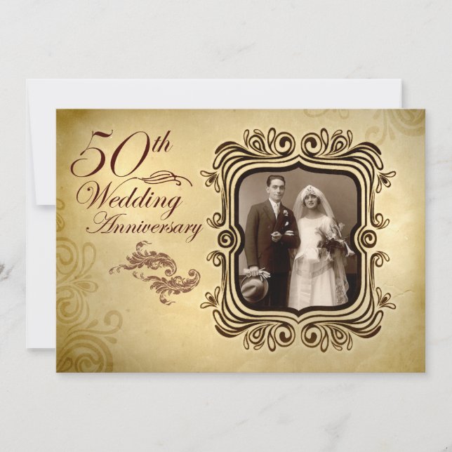 fancy 50th wedding anniversary invitations (Front)