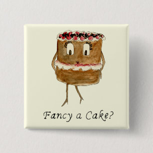 Fancy a Cake funny baking quote 2 Inch Square Button