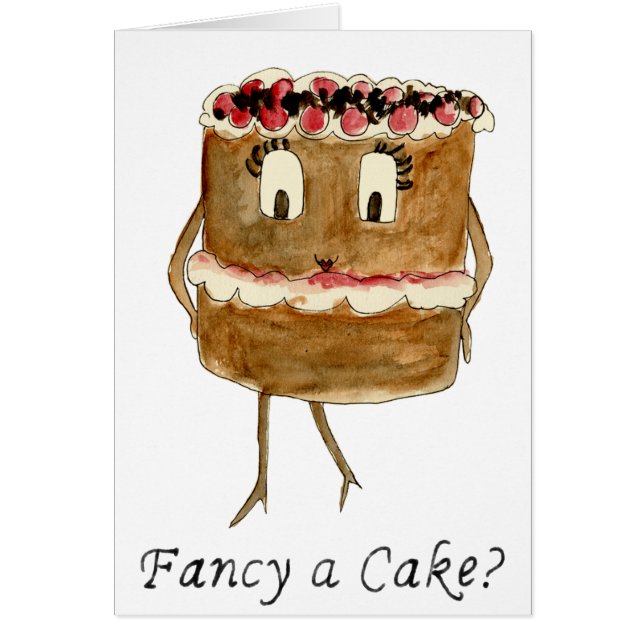 Fancy a Cake Funny Chocolate Cake Quirky Cartoon (Devant)