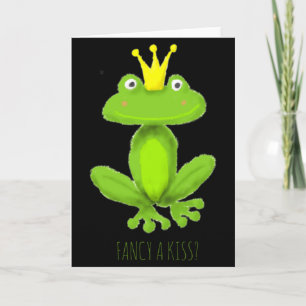 Fancy A Kiss Frog Prince Cartoon Valentiness Day T Card