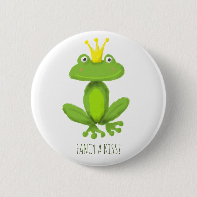 Fancy a kiss frog prince cute Valentines  Day GIft 2 Inch Round Button (Front)