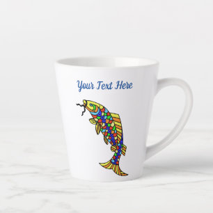 Fancy Abstract Fish Bright Colourful Scales Fins Latte Mug