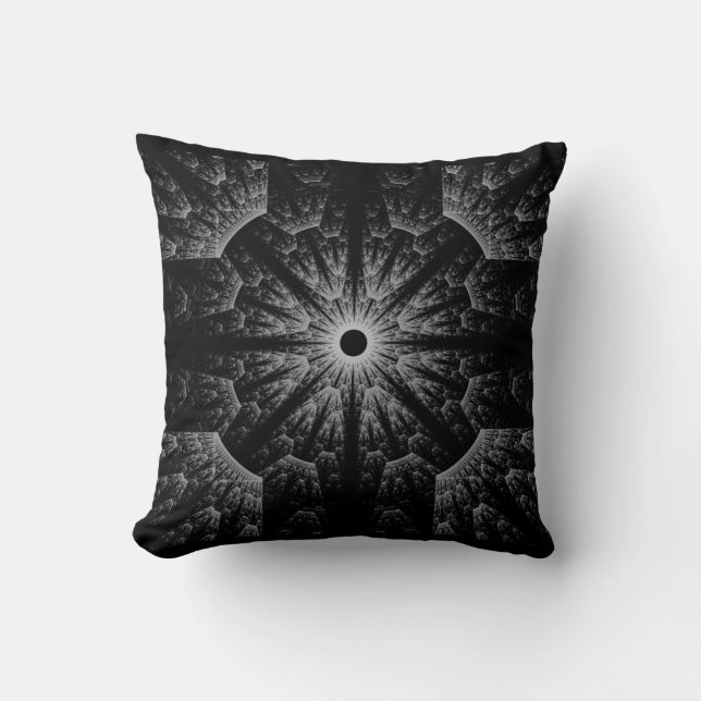 Fancy Abstract Geometric Pillow in Black & White (Front)