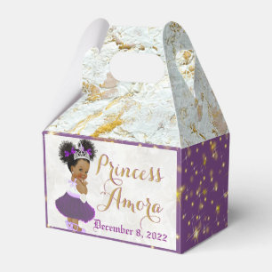 Fancy African Princess in Purple & Marble Gold Favor Box