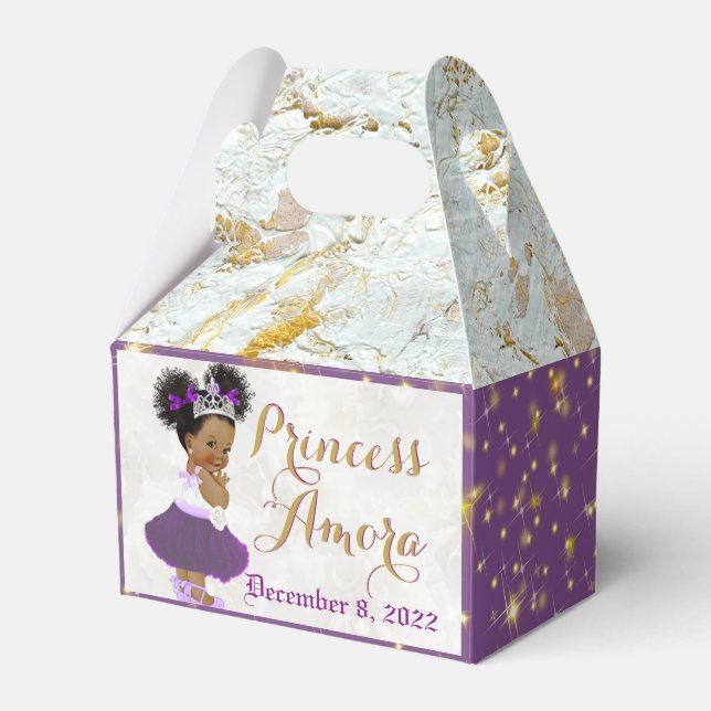 Fancy African Princess in Purple & Marble Gold Favor Box (Front Side)