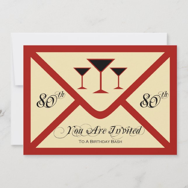 Fancy and Fun 80th Birthday Party Invitation (Devant)