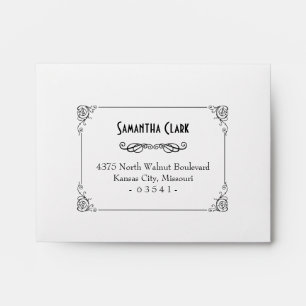 Fancy Art Deco Black & White RSVP Envelopes