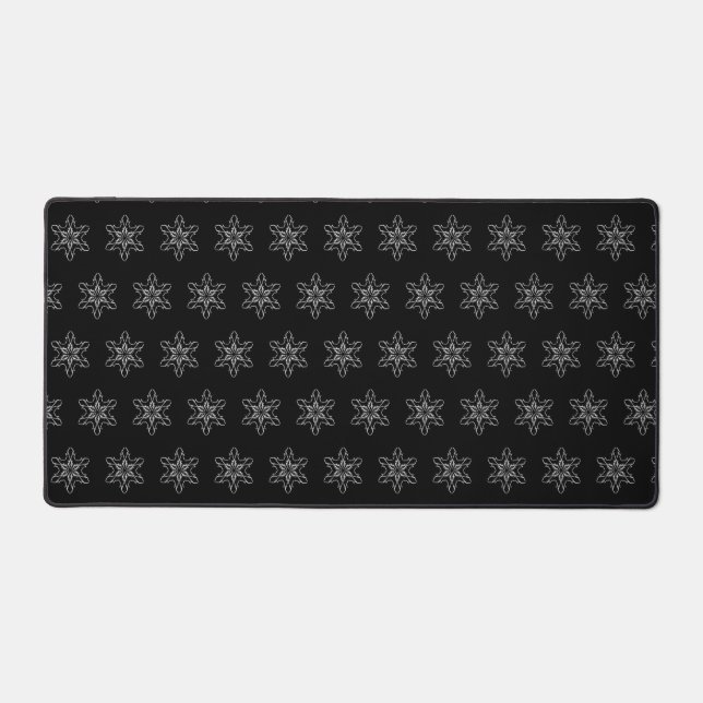 Fancy Artistic Snowflake Pattern Holiday Christmas Desk Mat (Front)
