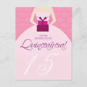 Fancy Ball Gown Quinceanera Invitation (pink)