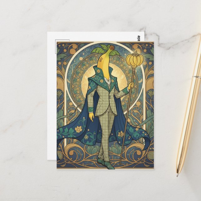 Fancy Banana in a Checkered Suit Postcard (Front/Back In Situ)