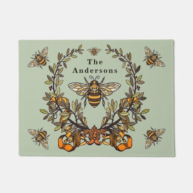 Fancy Bee Personalize Doormat (Front)