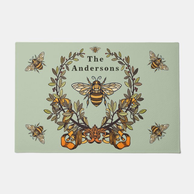 Fancy Bee Personalize Doormat (Front)
