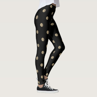 Fancy Beige and Black Retro Polka Dot Leggings