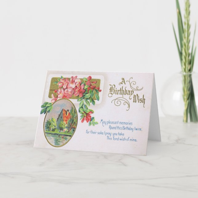 Fancy Birthday Card with Gorgeous Red Roses (Front)