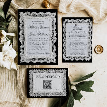 Fancy Blac And White Lace Old Money Wedding