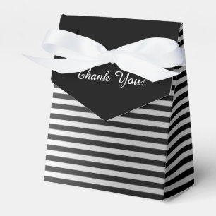 Fancy Black and Grey Stripes Thank You Favour Box