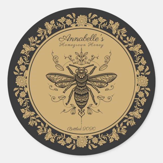 Fancy Black Bee Honey Étiquette (Devant)