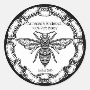 Fancy Black Bee Honey Label Personalize