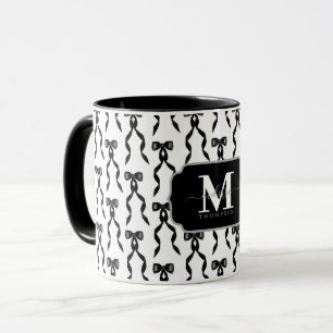 Fancy Black Bow Monogrammed Mug