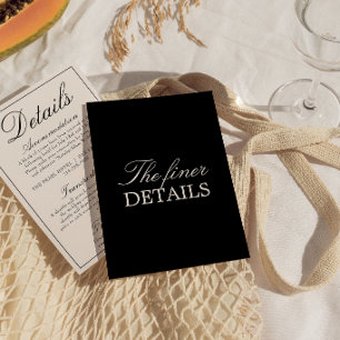 Fancy Black Cream Old Money Wedding Details Enclosure Card