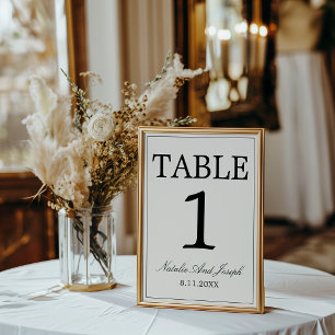Fancy Black Cream Old Money Wedding Table Number