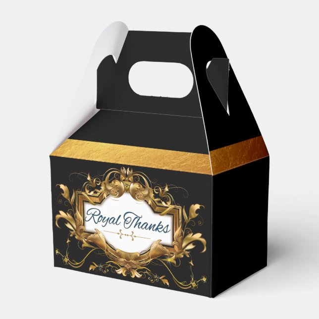 Fancy Black|Gold Royal African Prince Favor Box (Front Side)