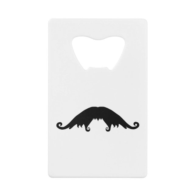 Fancy Black Moustache Credit Card Bottle Opener (Front)
