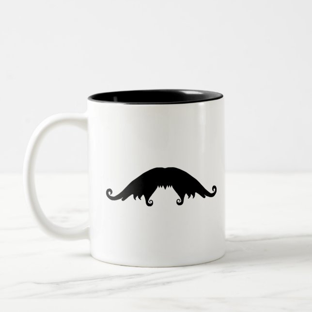 Fancy Black Moustache Two-Tone Coffee Mug (Left)