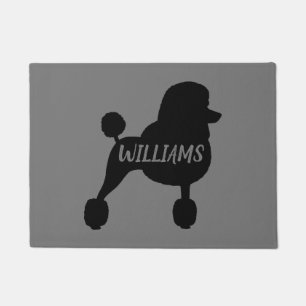 Fancy Black Standard Poodle Dog Silhouette Custom Doormat