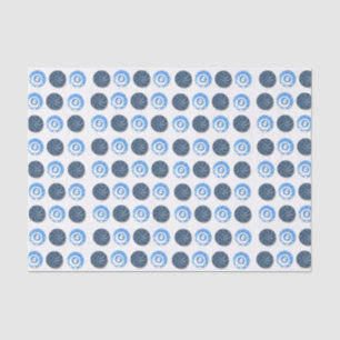 Fancy Blue Buttons White Tissue Paper