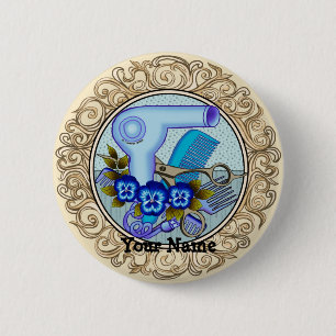 Fancy Blue Pansy Beautician 2 Inch Round Button