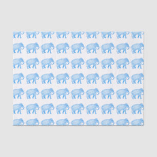 Fancy Blue Patterned Elephant Tissue Paper