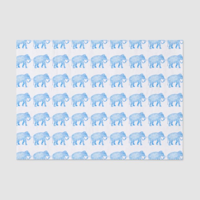 Fancy Blue Patterned Elephant Tissue Paper (Front)