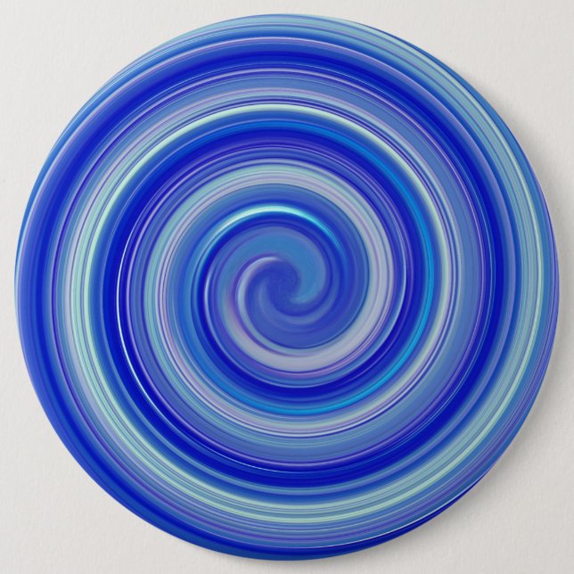 Fancy blue spiral 6 inch round button (Front)