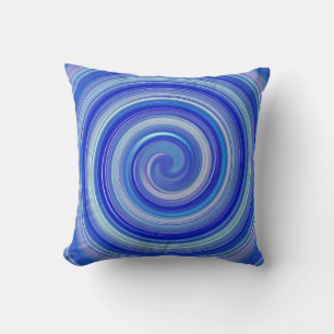 Fancy blue spiral throw pillow
