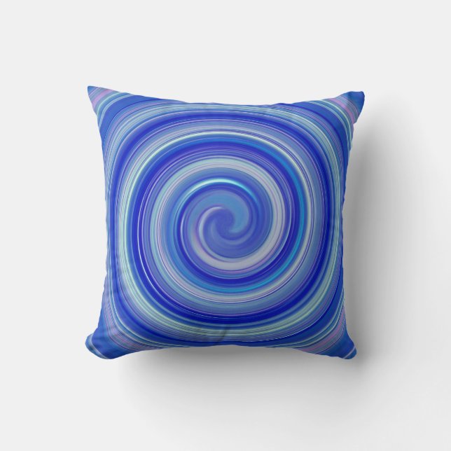 Fancy blue spiral throw pillow (Front)