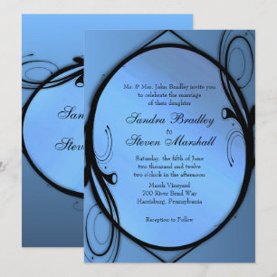 Fancy Blue Wedding Invitation