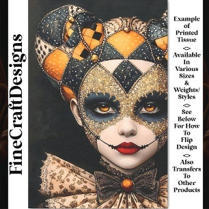 Fancy Bold Harlequin Mask Face Paint BU3 Decoupage Tissue Paper