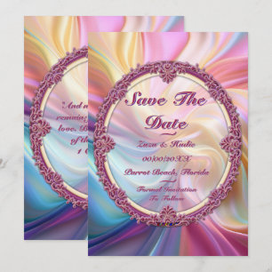 Fancy Border Colourful Pastel Silk Personalize Invitation