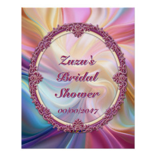 Fancy Border Colourful Pastel Silk Personalize Poster