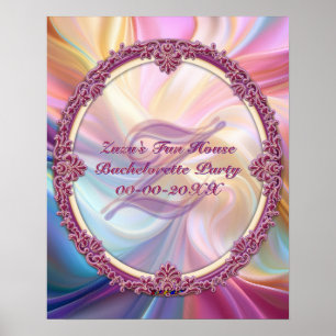 Fancy Border Colourful Pastel Silk Personalize Poster
