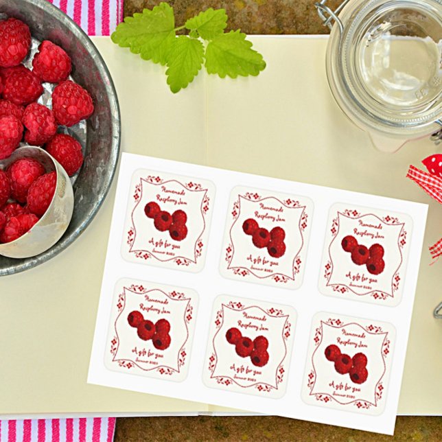 Fancy Border Home Canning Raspberry Jam Gift Label (Creator Uploaded)