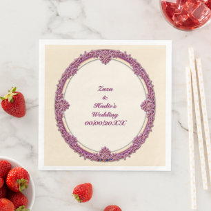 Fancy Border Purple/Pink And Cream Personalize Napkin