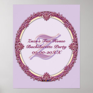 Fancy Border Purple/Pink And Cream Personalize Poster