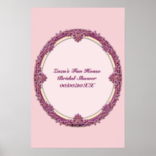 Fancy Border Purple/Pink And Cream Personalize Poster