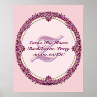 Fancy Border Purple/Pink And Cream Personalize Poster