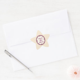 Fancy Border Purple/Pink And Cream Personalize Star Sticker