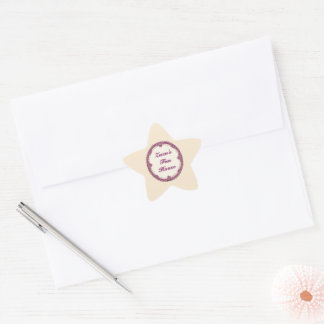 Fancy Border Purple/Pink And Cream Personalize Star Sticker
