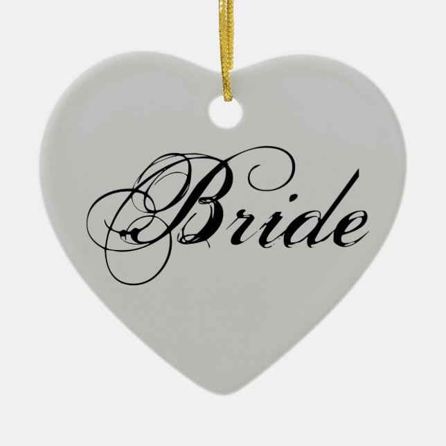 Fancy Bride On Grey Ceramic Ornament (Front)